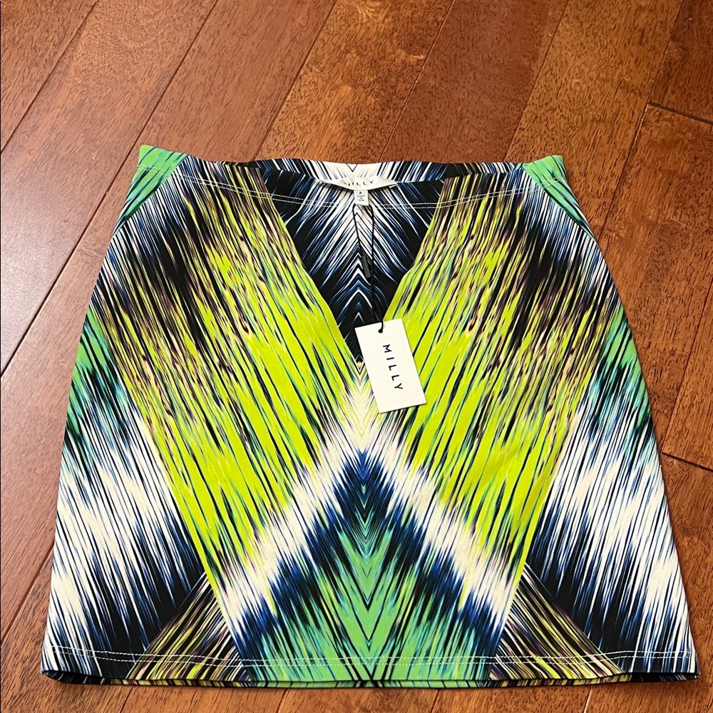 Milly Vibrant Green and Blue Pencil Skirt